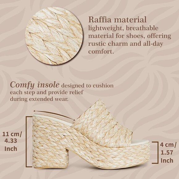 Women Platform Espadrilles Sandals Open Toe Chunky High Heel Summer Shoes - Picture 6 of 6